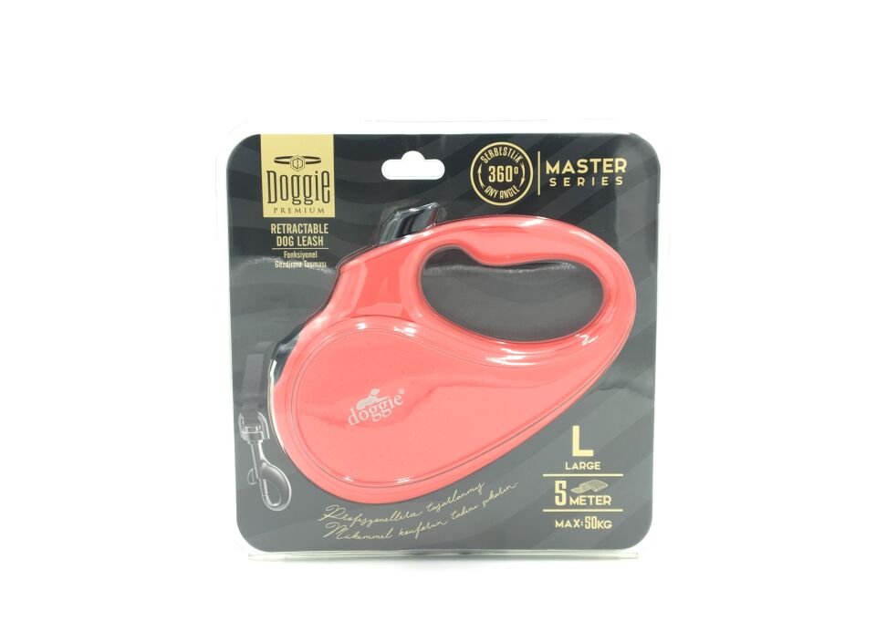 Doggie Master Seri Otomatik Makaralı Köpek Gezdirme 25 kg / 5 M Pembe