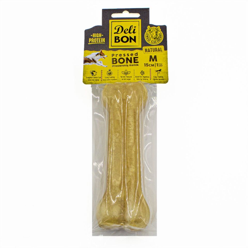 Delibon Deri Köpek Çiğneti Pres Kemik 1x15cm Natural