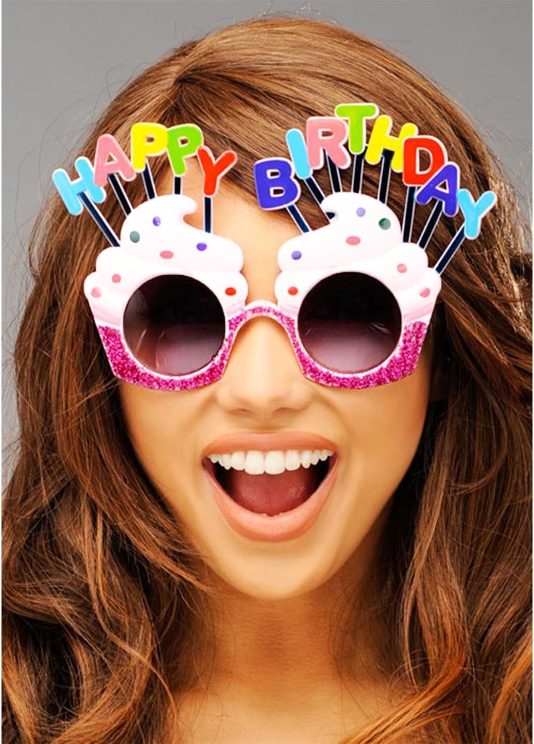 Happy Birthday Beyaz Fuşya Parti Gözlüğü