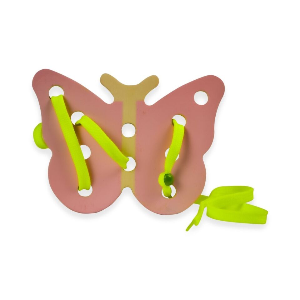 Happy Junior Montessori Ahşap Eğitici Oyuncak - İp Geçirme Kelebek