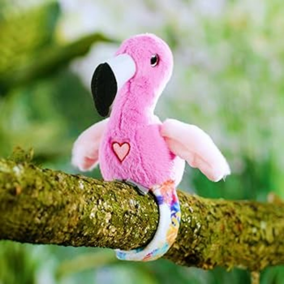 Peluş Ses Tekrarlı Hayvan Bileklik Aksesuar - Pembe Flamingo