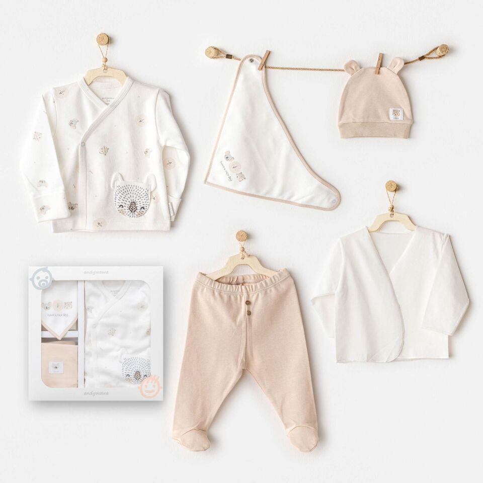 Andywawa AC25850 Happy Animals 5'Li Hastane Çıkışı Ekru