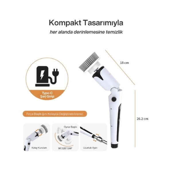 Portatif Şarjlı Temizleme Fırçası