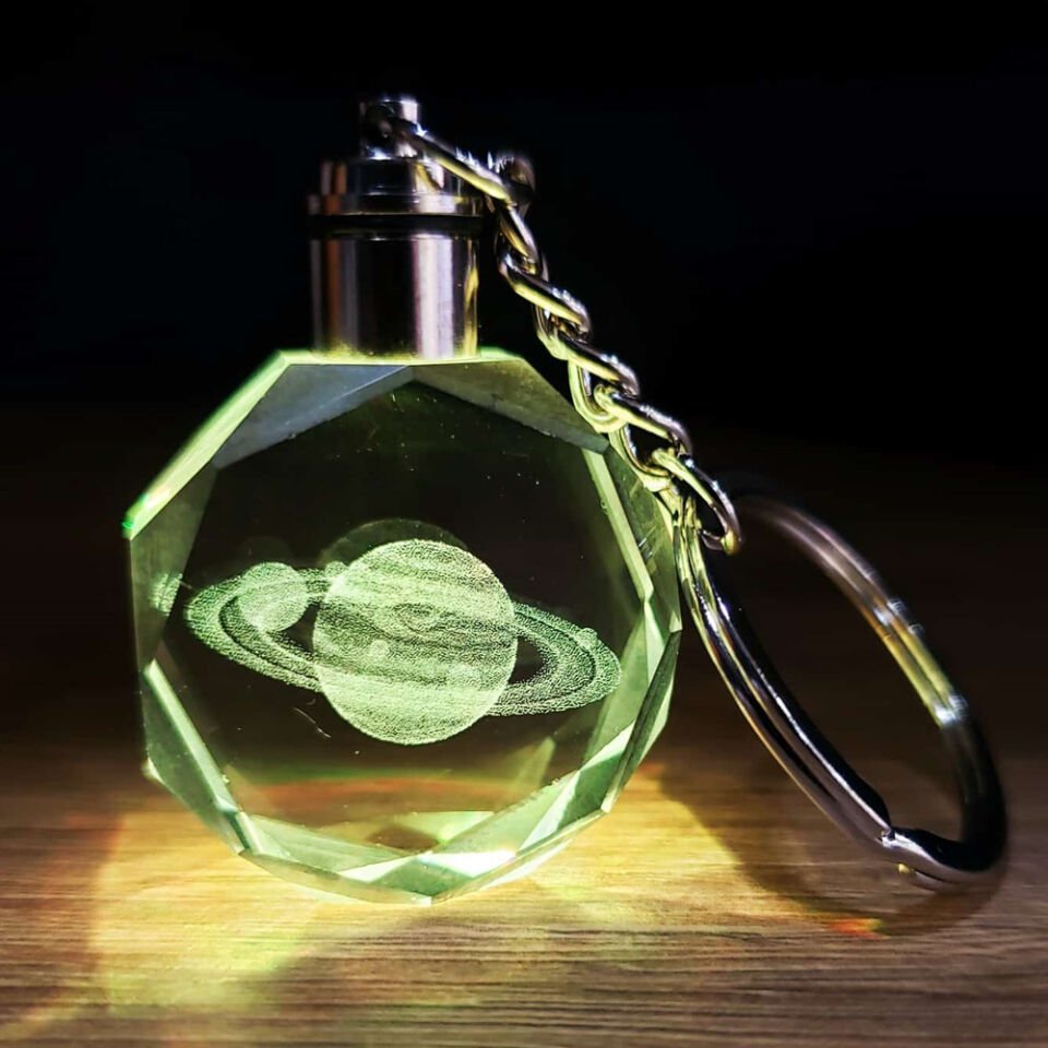 Satürn Gezegen Tasarım Işıklı Anahtarlık (1077)