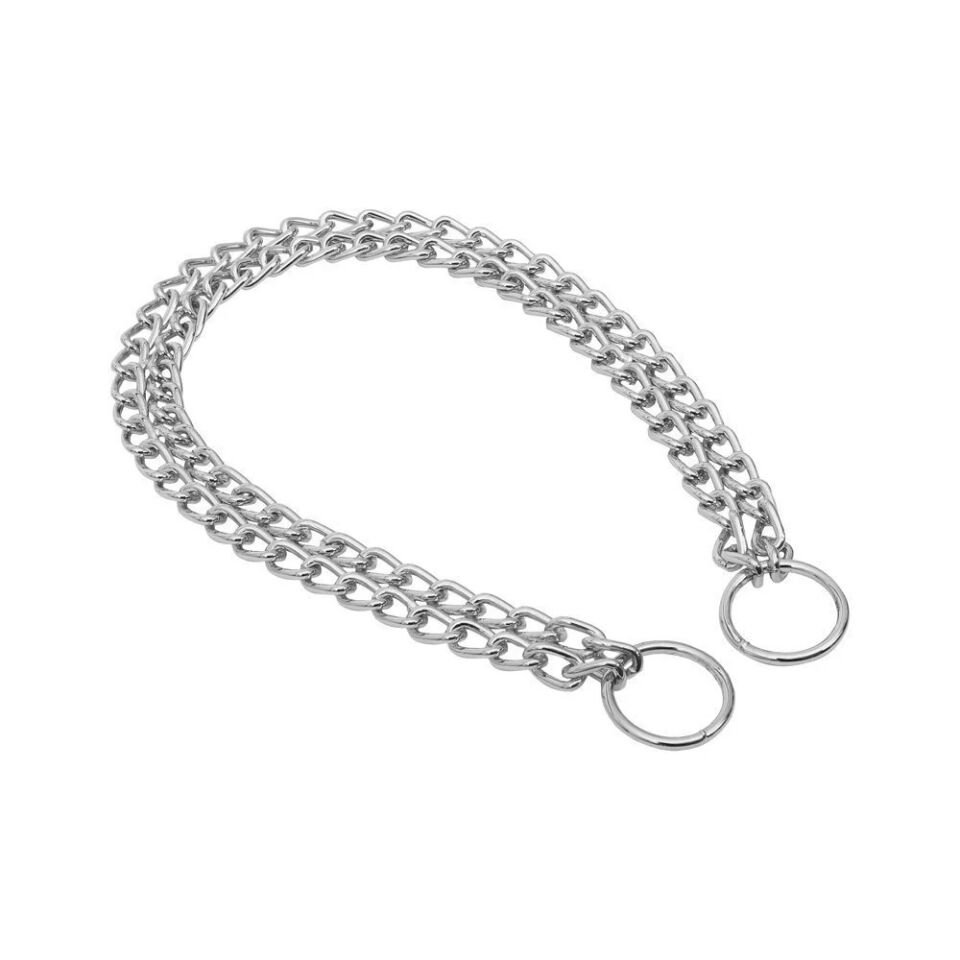 Doggie Eğitim Serisi Çift Sıra Boğma Zincirli Köpek Boyun Tasması - 2,5x35-45cm Chrome