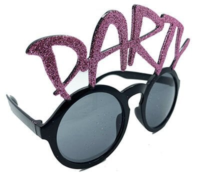 Party Yazılı Simli Pembe Renk Parti Gözlüğü