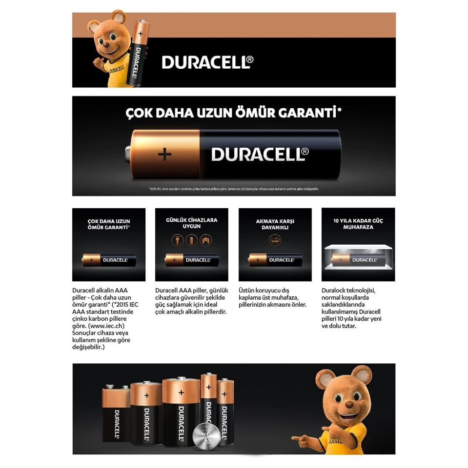Duracell 6Lı AAA İnce Kalem Pil
