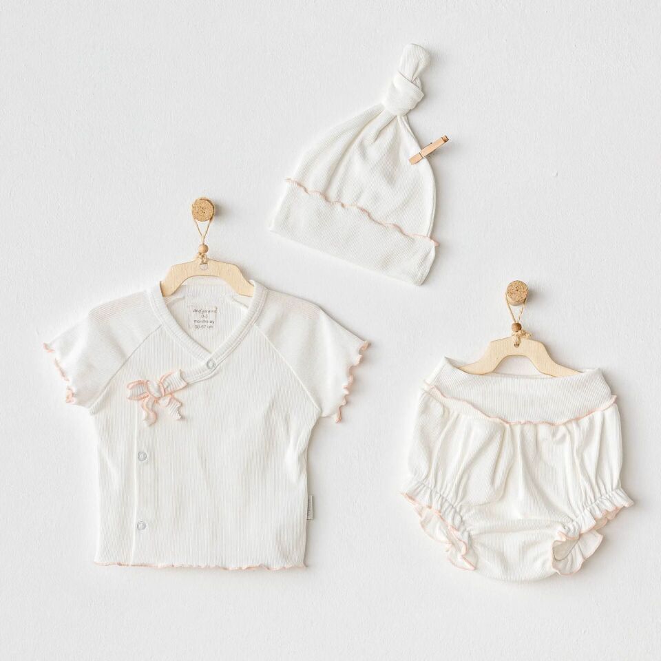 Andywawa AC25899 3'Lü Basic Bebe Takım Ekru