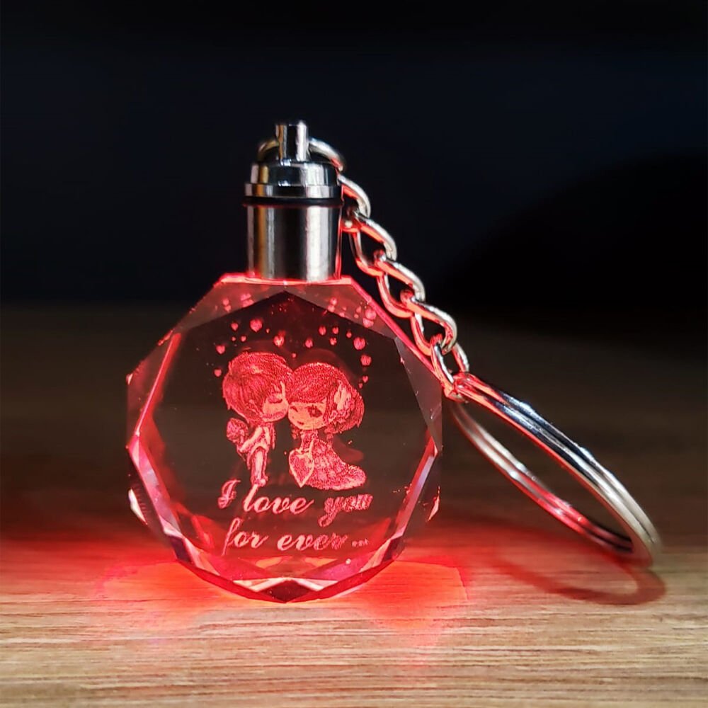 Işıklı Kristal Renk Değiştiren Anahtarlık Sevgili (1077)