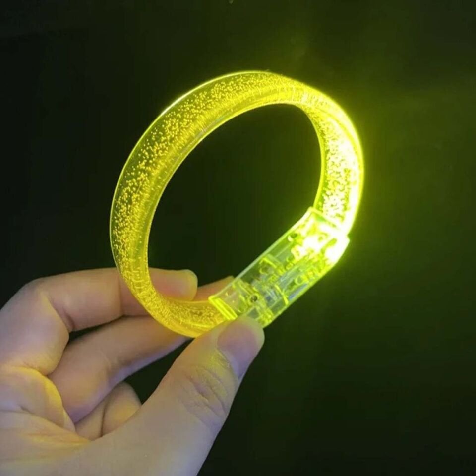 Sarı Led Işıklı Baskı Yapılabilen Pilli Bileklik Bilezik