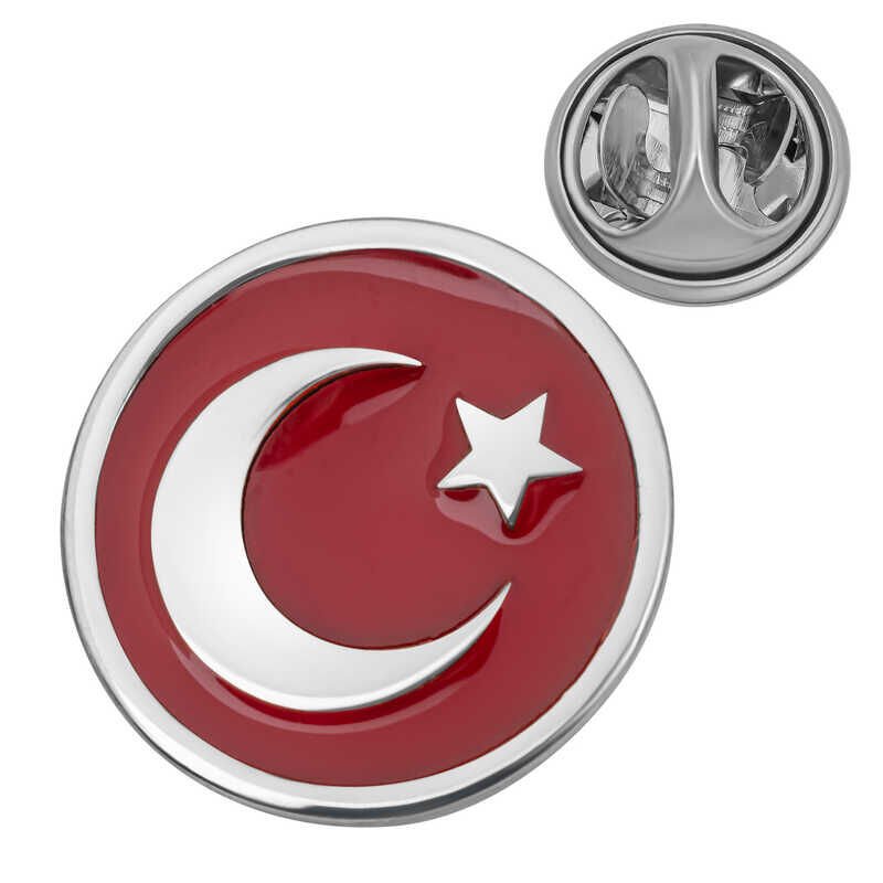 925 Ayar Gümüş Ay Yıldız Rozet T8673 (1077)