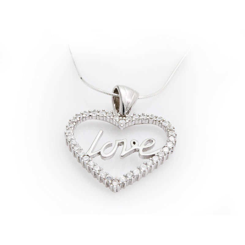 925 Ayar Gümüş Taşlı Love Kadın Gümüş Kolye Pnd47138031 (1077)
