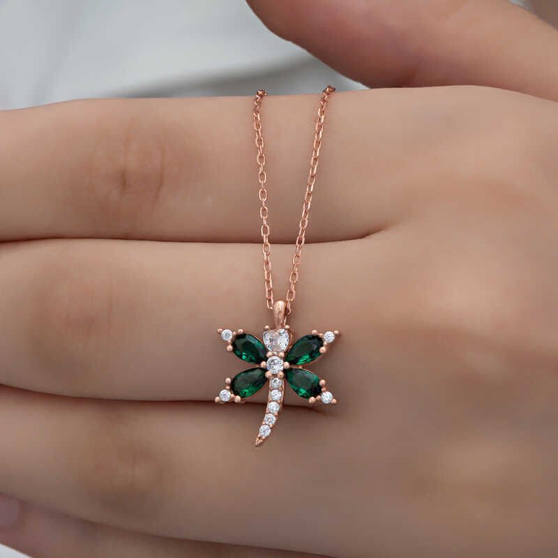 925 Ayar Gümüş Rose Yusufçuk Kadın Kolye T8290 (1077)