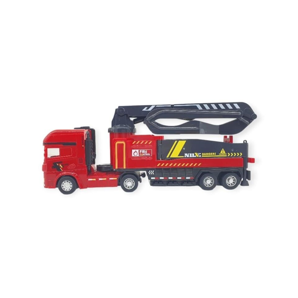 Metal İtfaiye Arabası - Söndürme Vinçli 26cm - 706-43