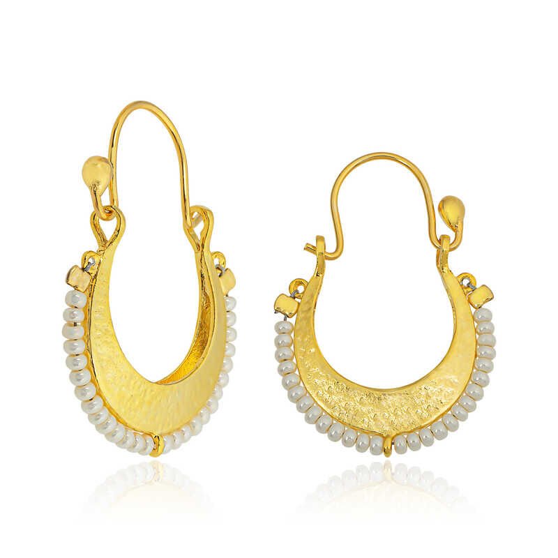 ​925 Ayar Gümüş Beyaz Taşlı Bohem Küpe T5598 (1077)