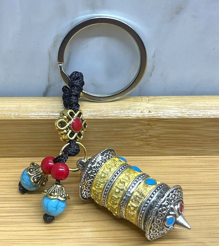 Metal Tibet Şans Çarkı Anahtarlık