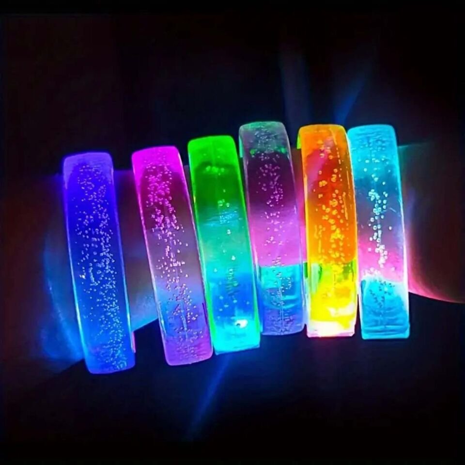 Yeşil Led Işıklı Baskı Yapılabilen Pilli Bileklik Bilezik