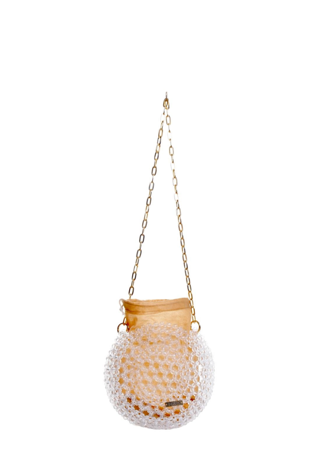 Zincir kollu taş işlemeli çanta kese model