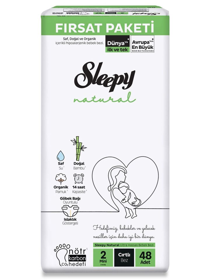 Sleepy Natural Bebek Bezi 2'Li Fırsat Paketi 2 Beden 48 Adet