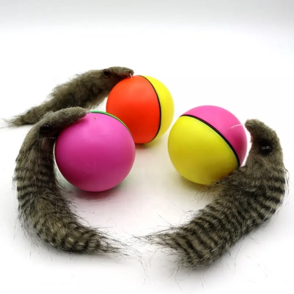Hareketli Sesli Peluş Toplu Fare Pilli Kedi Oyuncağı 8 CM