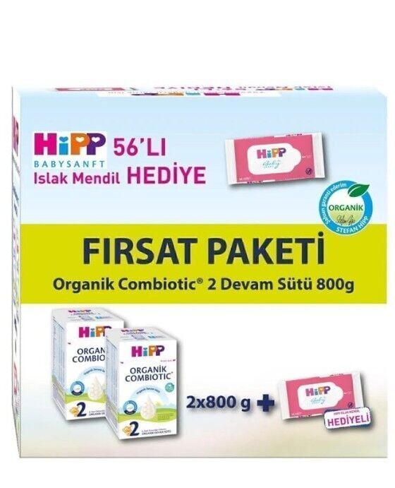 Hipp 2 Organik Combiotic Bebek Sütü 800 Gr X2 Islak Mendil Hediyeli