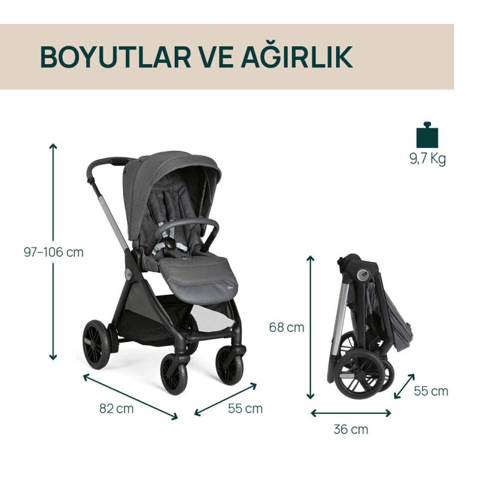 Chicco Bellagio Bebek Arabası Black Satin Black Satin