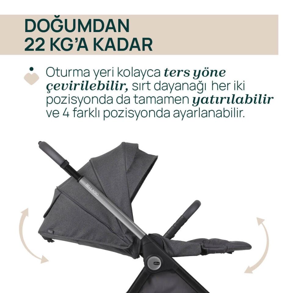 Chicco Bellagio Bebek Arabası Black Satin Black Satin