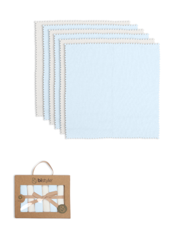 Bistyle Colours Kutulu 6lı Penye Mendil 20x20 90161 Ekru Mavi