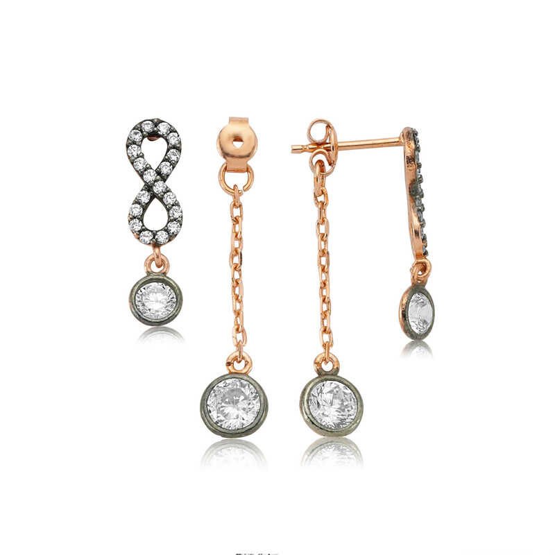 925 Ayar Gümüş Zincirli Sonsuzluk Bayan Küpe Ea1160017 (1077)