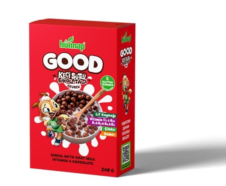 Hünnap Keçi Sütlü Çikolata ve Vitamin Tahıllı Glutensiz Gevrek 240 Gr