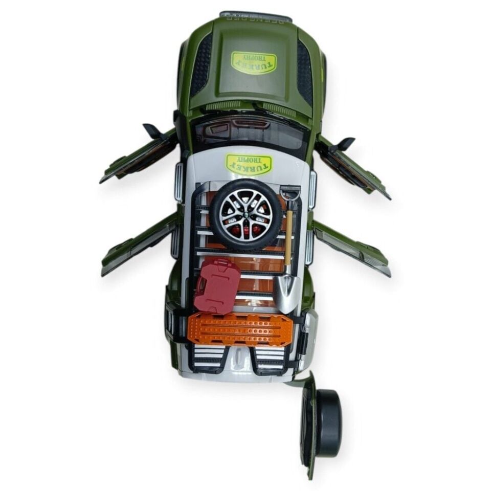 Model Araçlar - Metal Sesli Off-Road Araba 22 cm - Yeşil
