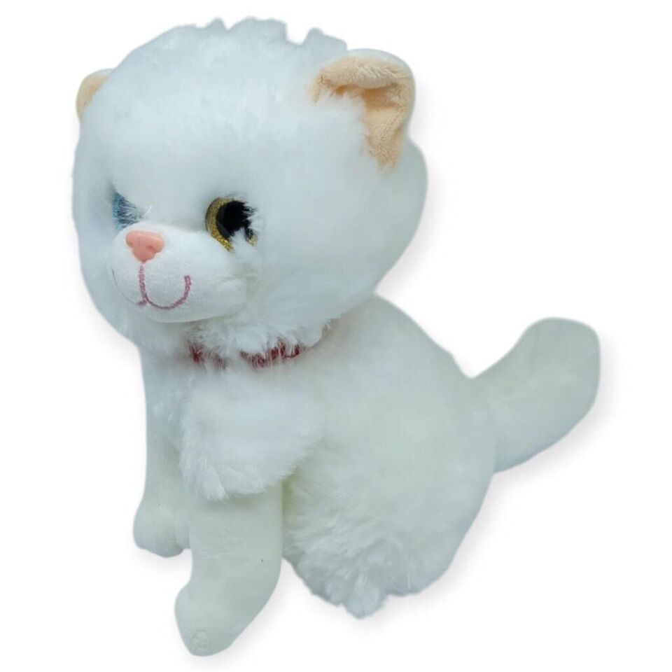 Sesli Peluş Kedi Van Kedisi 25 cm - Beyaz