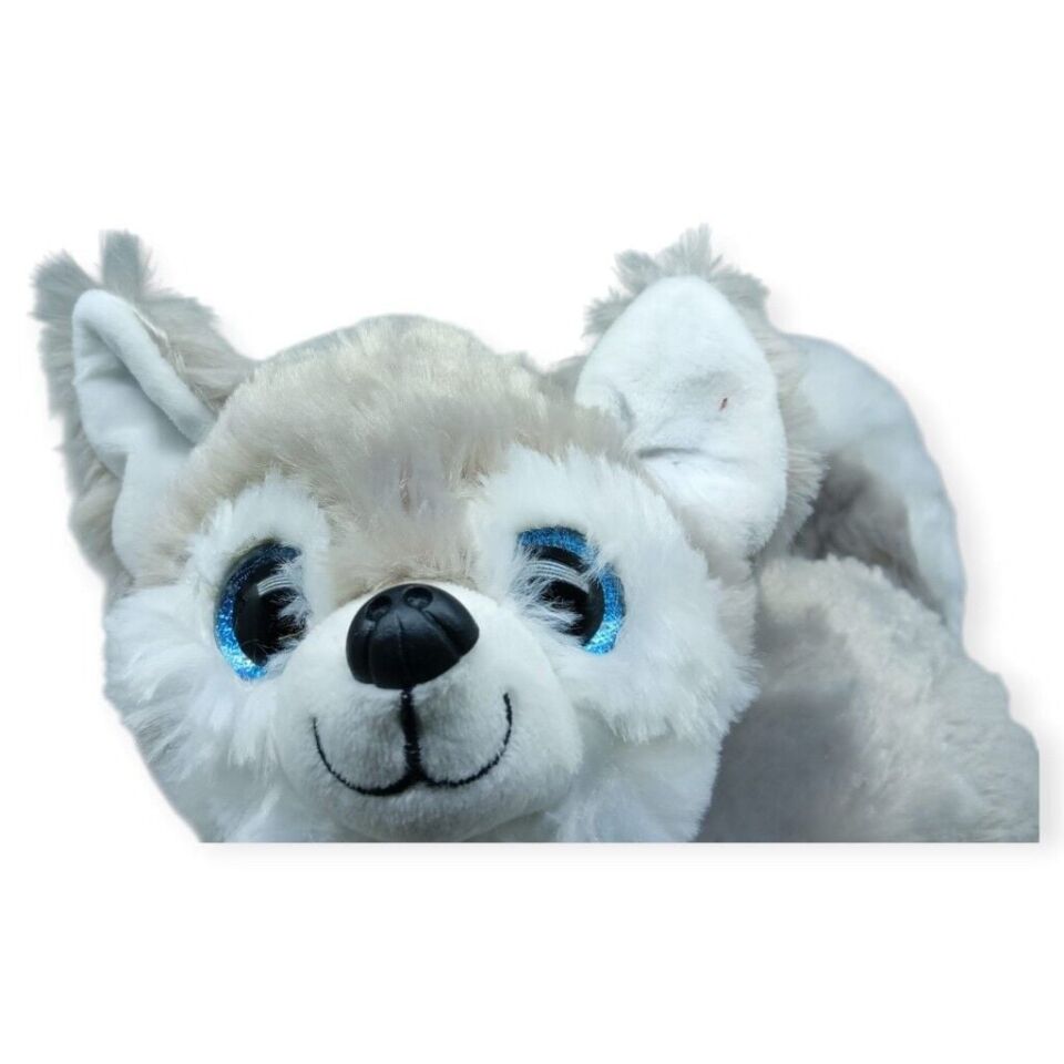 Sesli Peluş Yatan Köpek 25 cm - Gri