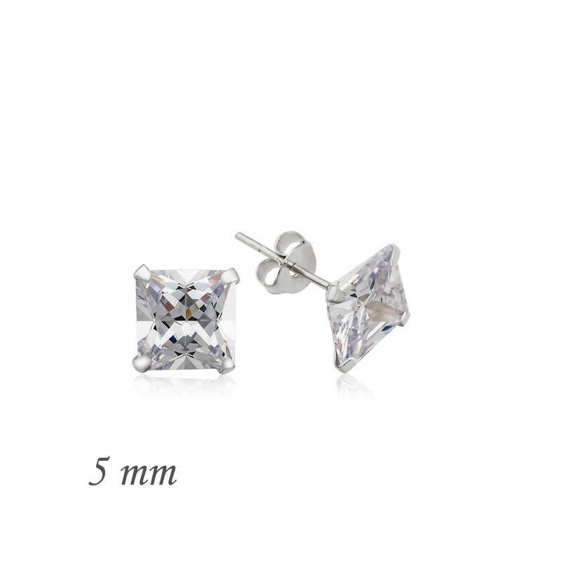 925 Ayar Gümüş Kare Tek Taş Zirkon Küpe  5 Mm Ea1160232 (1077)
