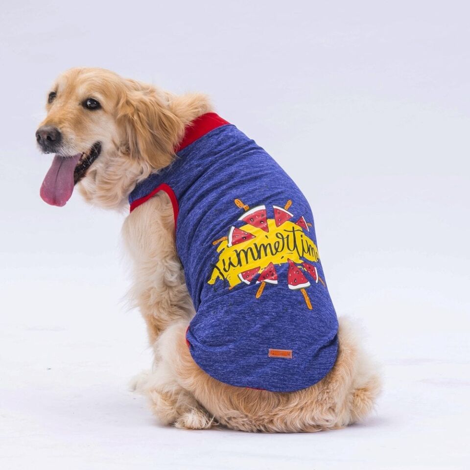 Pawstar Navy Blue Summer Time Büyük T-shirt 3XLarge  43X49X66 CM