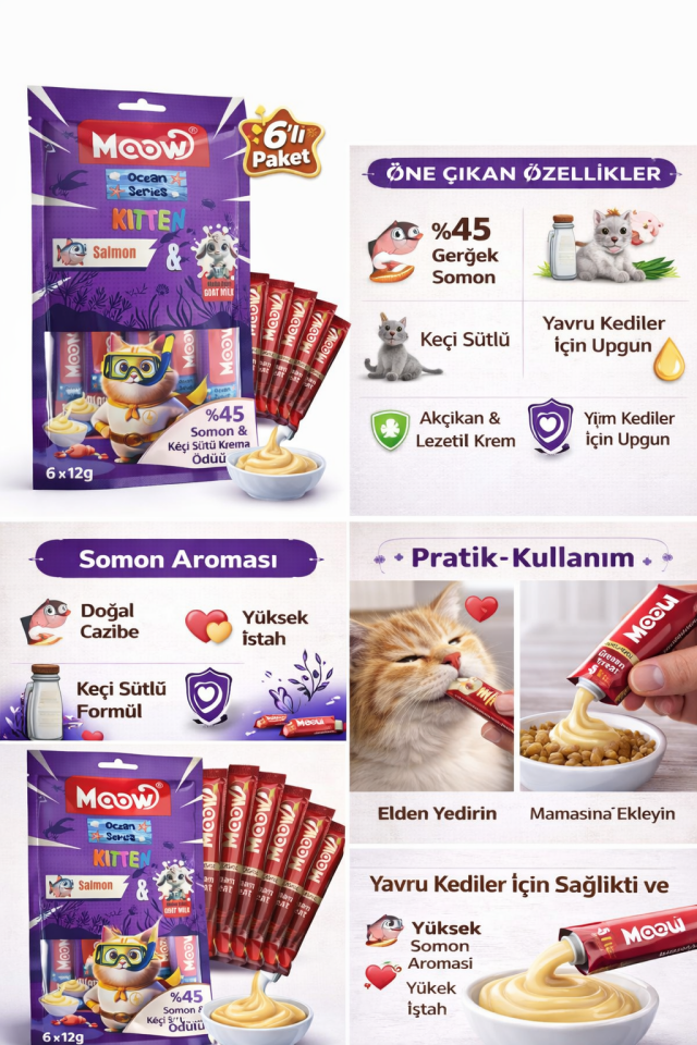 Somonlu Keçi Sütlü Yavru Kedi Krema Ödülü 6x12g