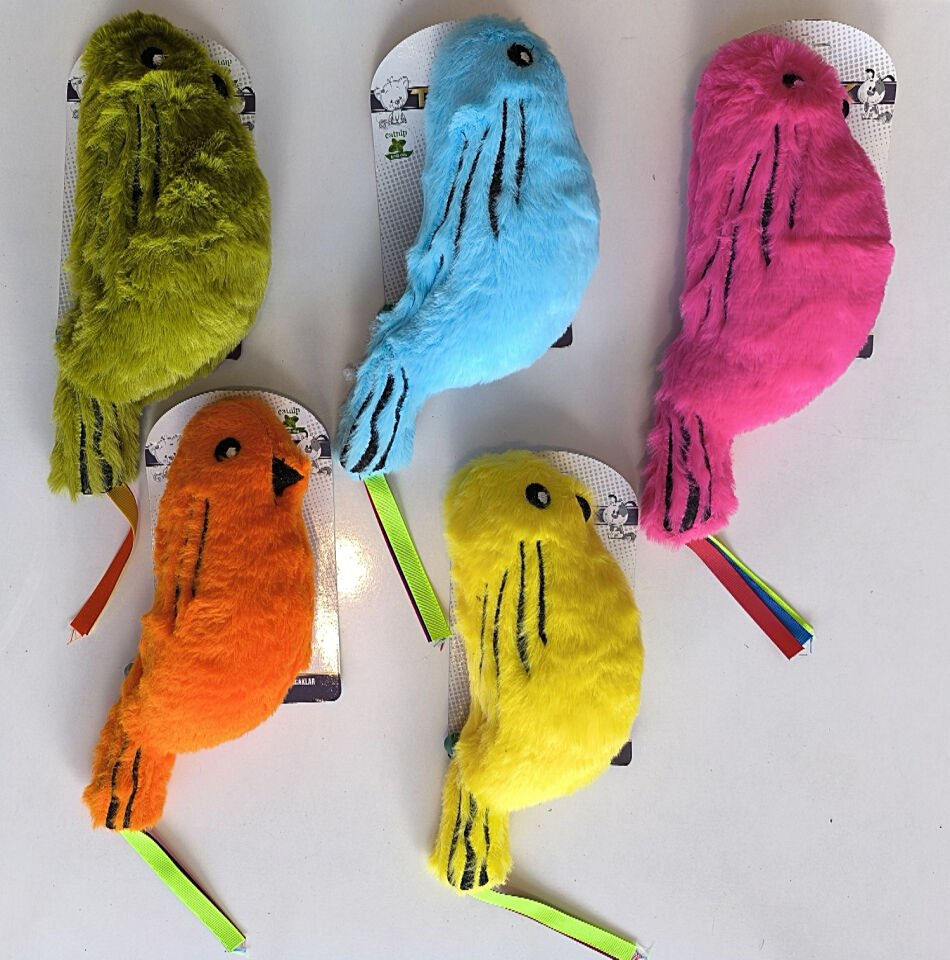 Catnipli Zilli  Peluş Kuş Kedi Köpek  Oyuncağı Çeşitli Renklerde 8 cm x 30 cm