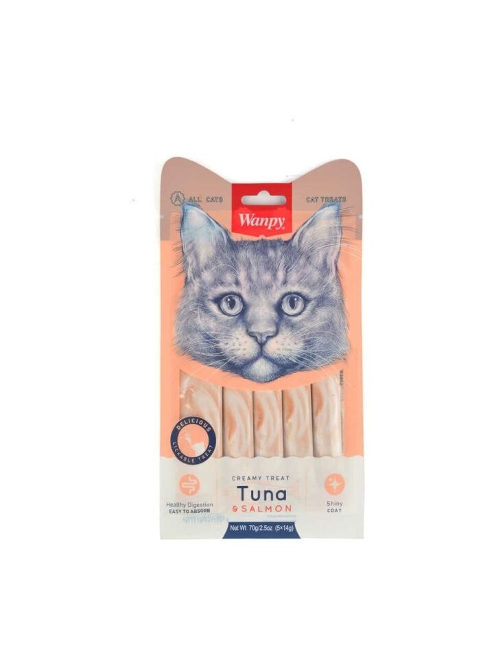 Wanpy Ton Balıklı Somonlu Krema Likit Kedi Ödülü 5X14GR