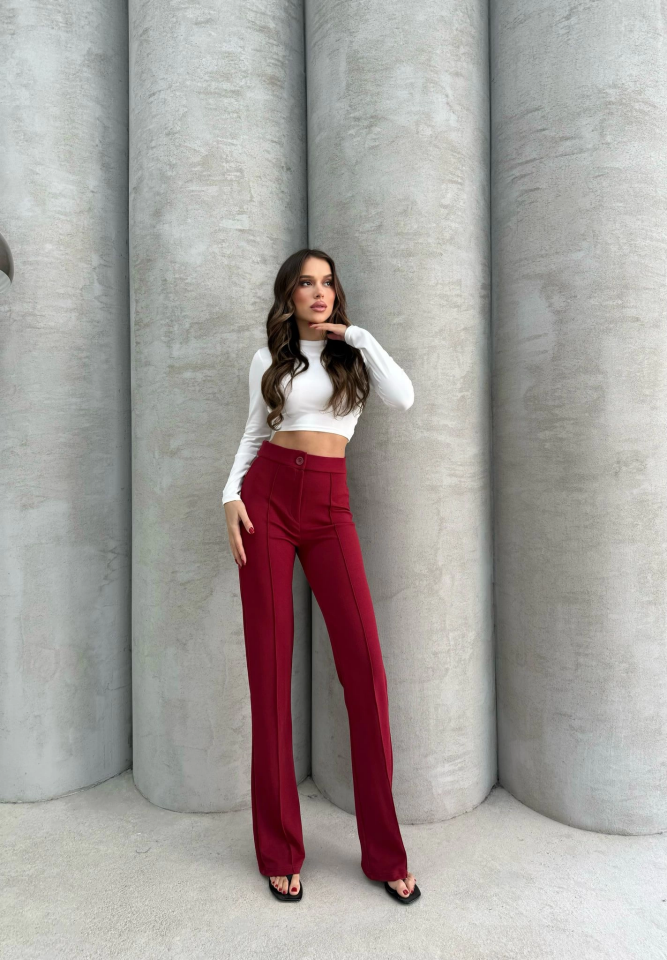 Önü cumalı ithal krep pantolon