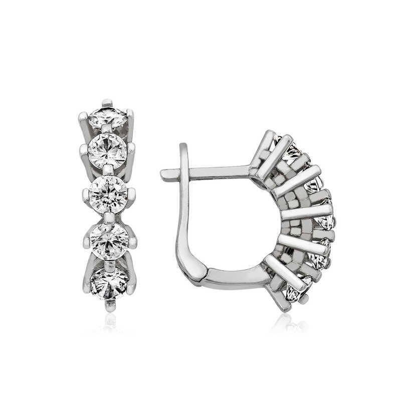 925 Ayar Gümüş 5 Taş Küpe T4217 (1077)