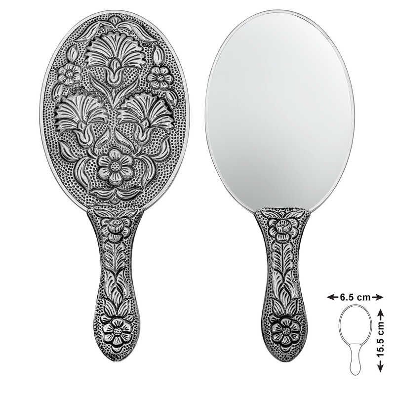 925 Ayar Gümüş Karanfil Motifli El Aynası T8634 (1077)