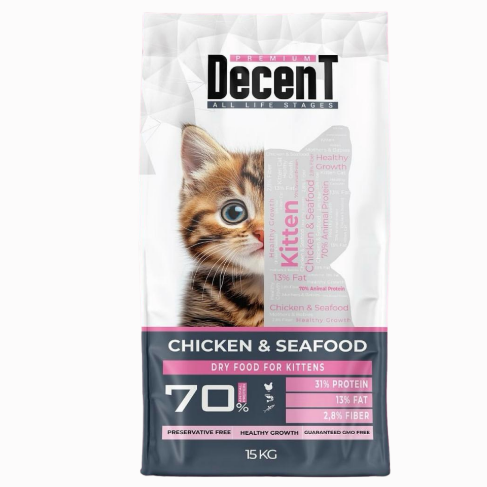 Decent Kitten Tavuklu ve Balıklı Yavru Kedi Maması 15 kg