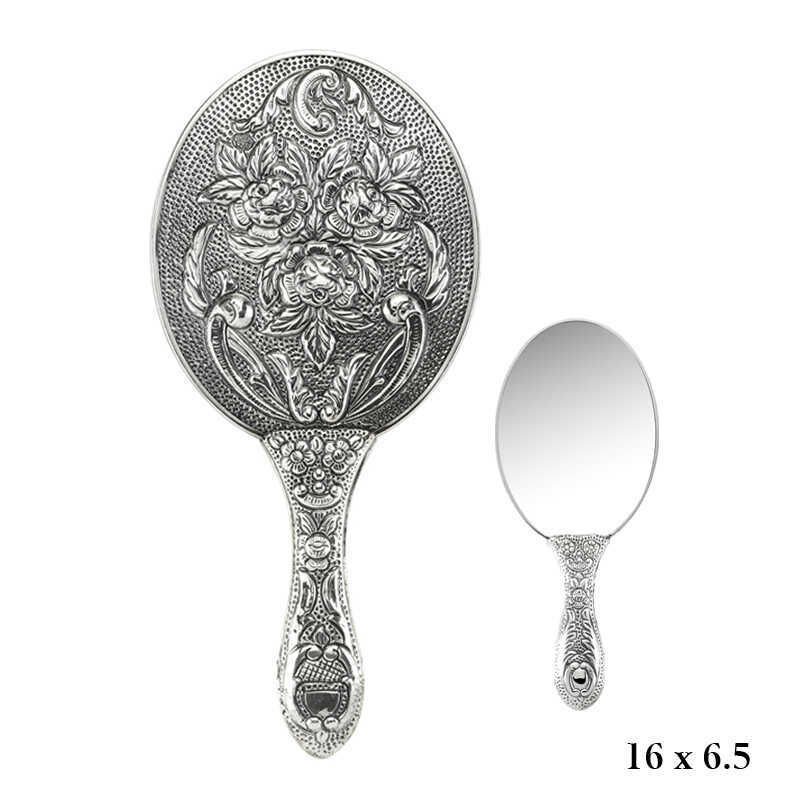 925 Ayar Gümüş Gül Desenli El Aynası Kr2550018 (1077)