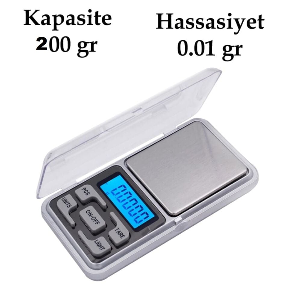 Dijital Hassas Elektronik Kuyumcu Cep Terazisi Tartı 200 Gr / 0.01 Gr (1077)