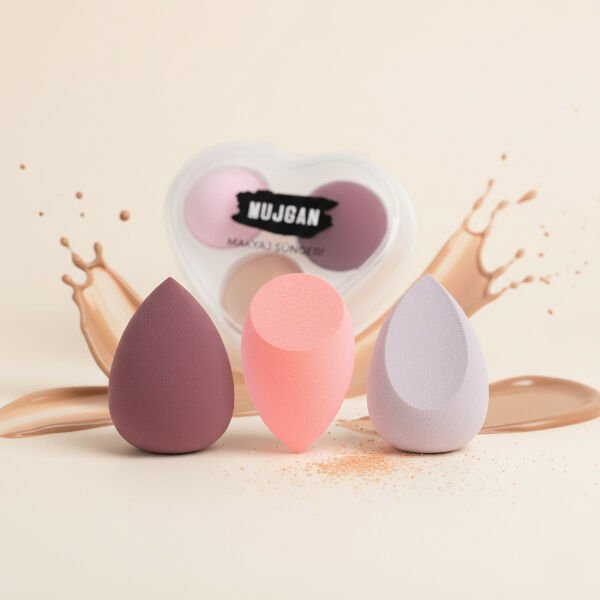 3'lü Makyaj Süngeri Seti Kalpli Kutu