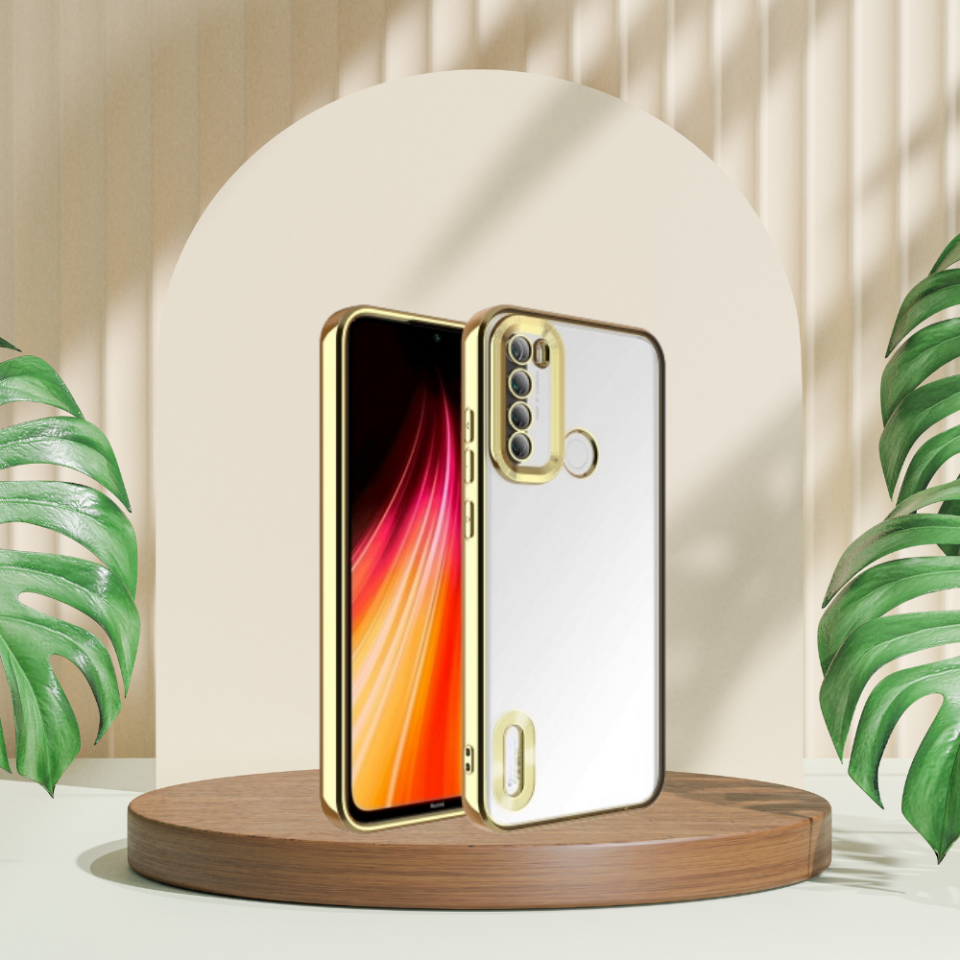 Xi̇aomi̇ Redmi̇ Note 8 Yanları Renkli̇ Lens Korumalı Logo Gösteren Mega Kılıf Gold (1077)