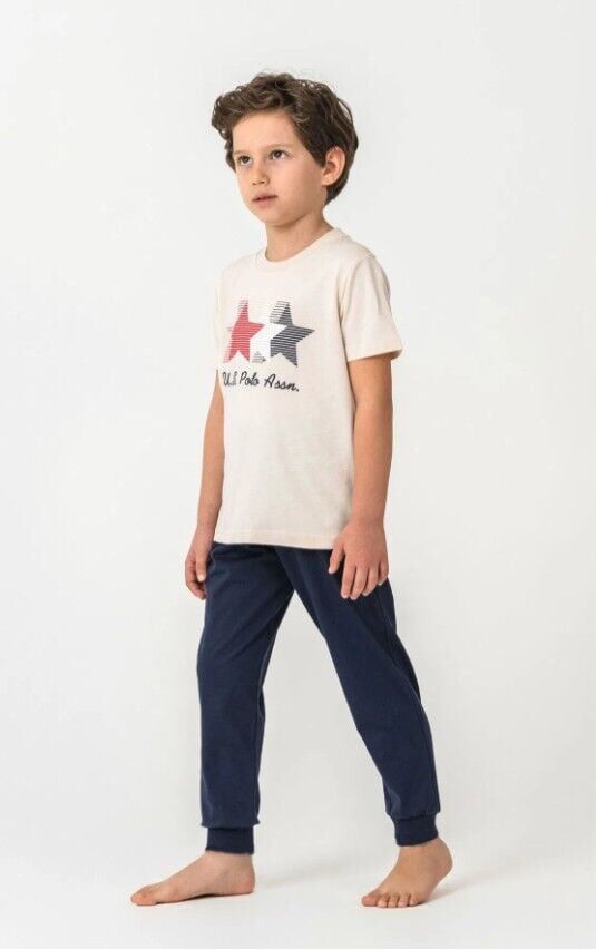 U.S. Polo Kısa Kol Pijama Takım US2441-4 Bej 7-8 Yaş - Bej