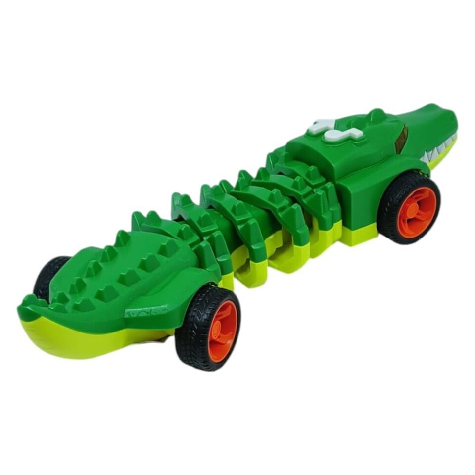 Timsah Araba - Otomatik Hareketli Sesli Işıklı 32 cm - Yeşil Timsah