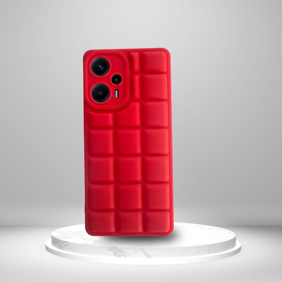 Poco F5 5G Uyumlu  Silikon Madlen Case Kırmızı (1077)