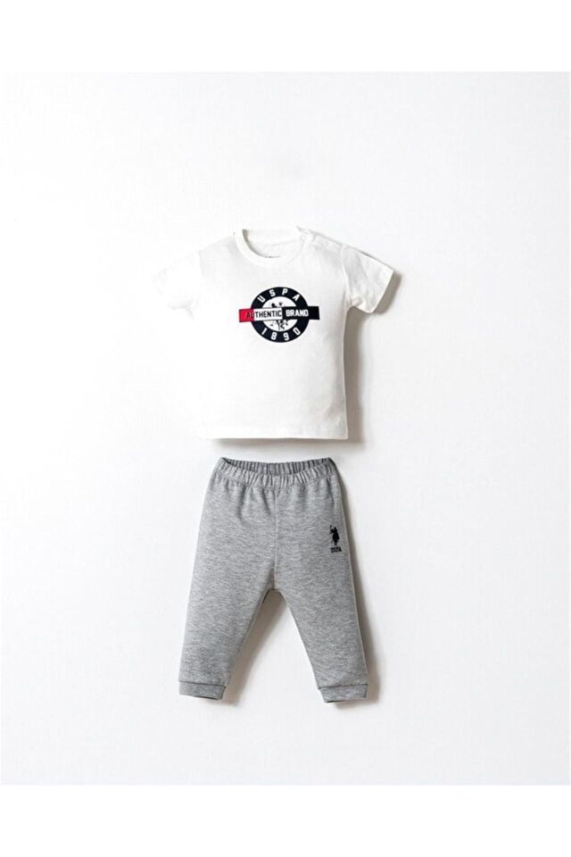 U.S. Polo 3lü Takım USB2875 Gri Melanj 9-12 Ay - Gri Melanj